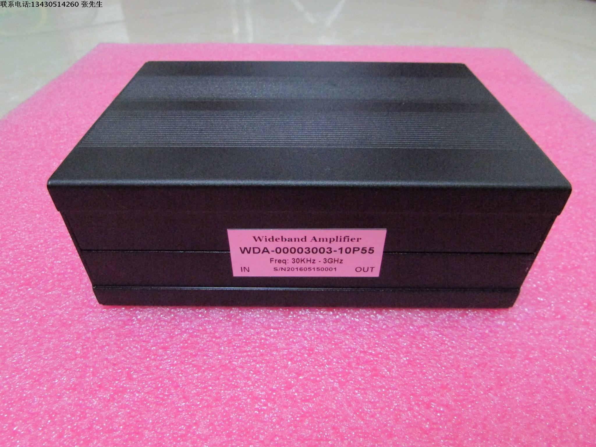 30KHz-3GHz 55dB 10dBm  射频微波超宽带低噪声放大器 模块 特性 • 型号：WDA-00003003-10P55 • 超宽带：30KHz - 3GHz                    • 增益：55dB typ • 输出P1dB点：10dBm typ • 噪声系数:3 d