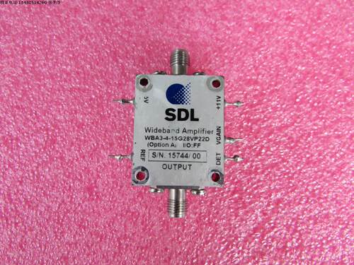 SDL进口 10MHz-10GHz 25dB 22dBm SMA 射频微波VGC增益控制放大器 质量包好，包能用 可提供详细测试图 工作频率：100MHz-10GHz 增益: 25dB 输出功率: 22dBm TYP 工作电压：+11V 接头： SMA母