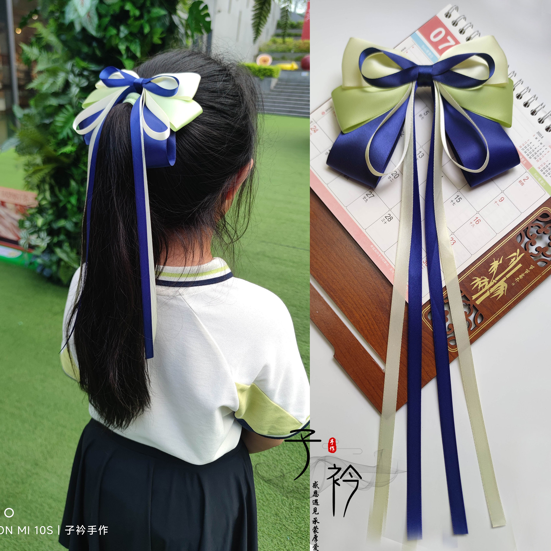 拼色蝴蝶结飘带发饰班服发饰发夹