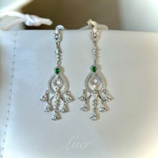 限量款!重工!通体纯银豪镶进口闪锆流苏耳环轻奢高级感耳钉银饰女