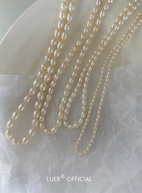 LUER高品质稀有镜面强光天然小米珍珠简约气质纯银锁骨链项链超细