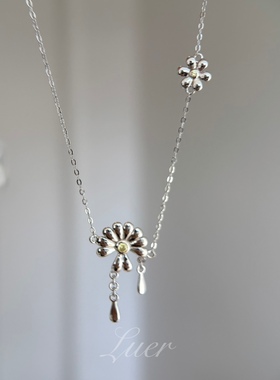 精工#雏菊露珠#通体纯银不褪色花朵简约质感小众项链锁骨链高级感