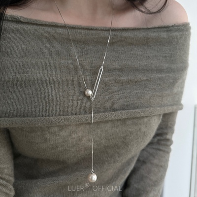 回馈!通体纯银毛衣链!进口施家强光珍珠轻奢项链精致气质简约银饰