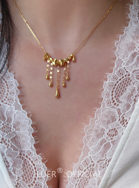 精工轻奢!拉丝猫眼银珠流苏 通体纯银高级感轻奢气质项链锁骨链女