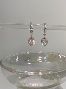 回馈!buling炫彩水晶 通体纯银多切面光面耳扣耳环小众简约后挂款