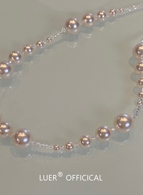 本期bi入 ！ 重工！法式慵懒进口施家珍珠施家水晶纯银锁骨链项链