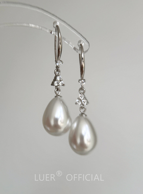 自留!轻奢!水滴珍珠!通体纯银不褪色!镶钻法式精致高级感耳钩耳钉