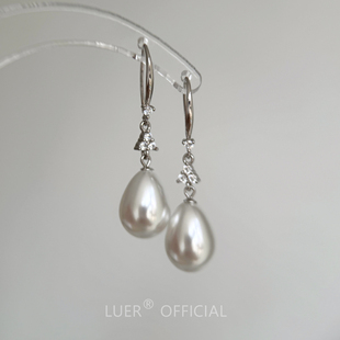 自留!轻奢!水滴珍珠!通体纯银不褪色!镶钻法式精致高级感耳钩耳钉