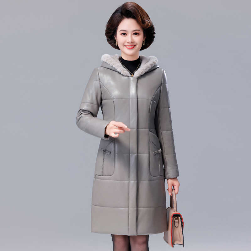 皮草凯迪娜梦真皮通勤羽绒服