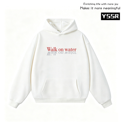 walk on water 字母印花连帽卫衣男女美式休闲情侣加绒衫外套秋冬