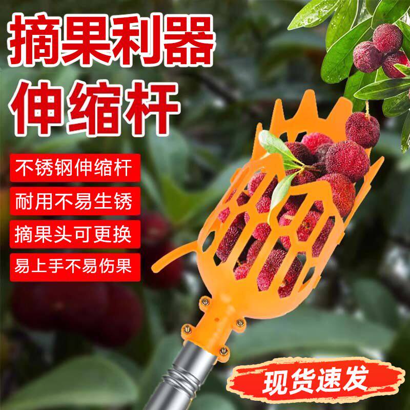 摘杨梅神器摘果器伸缩杆高空果园李子加粗加厚无花果桃水果采摘器