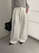 小个子显瘦直筒长裤 韩系高腰设计感荷叶边阔腿休闲裤 女2026春季