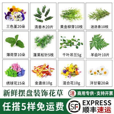 烘焙蛋糕装饰叶子清香木三色堇