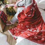 Mùa đông len đan chăn in giải trí chăn sofa chăn chăn Giáng sinh ngày hươu cô gái quà tặng - Ném / Chăn
