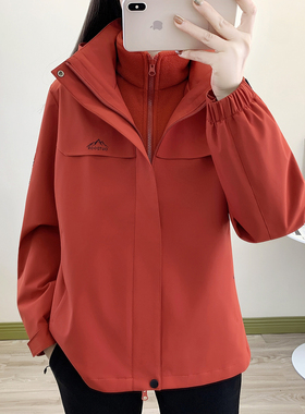 三合一可拆卸冲锋衣男女款加绒内胆冬季外套旅游户外滑雪服工作服