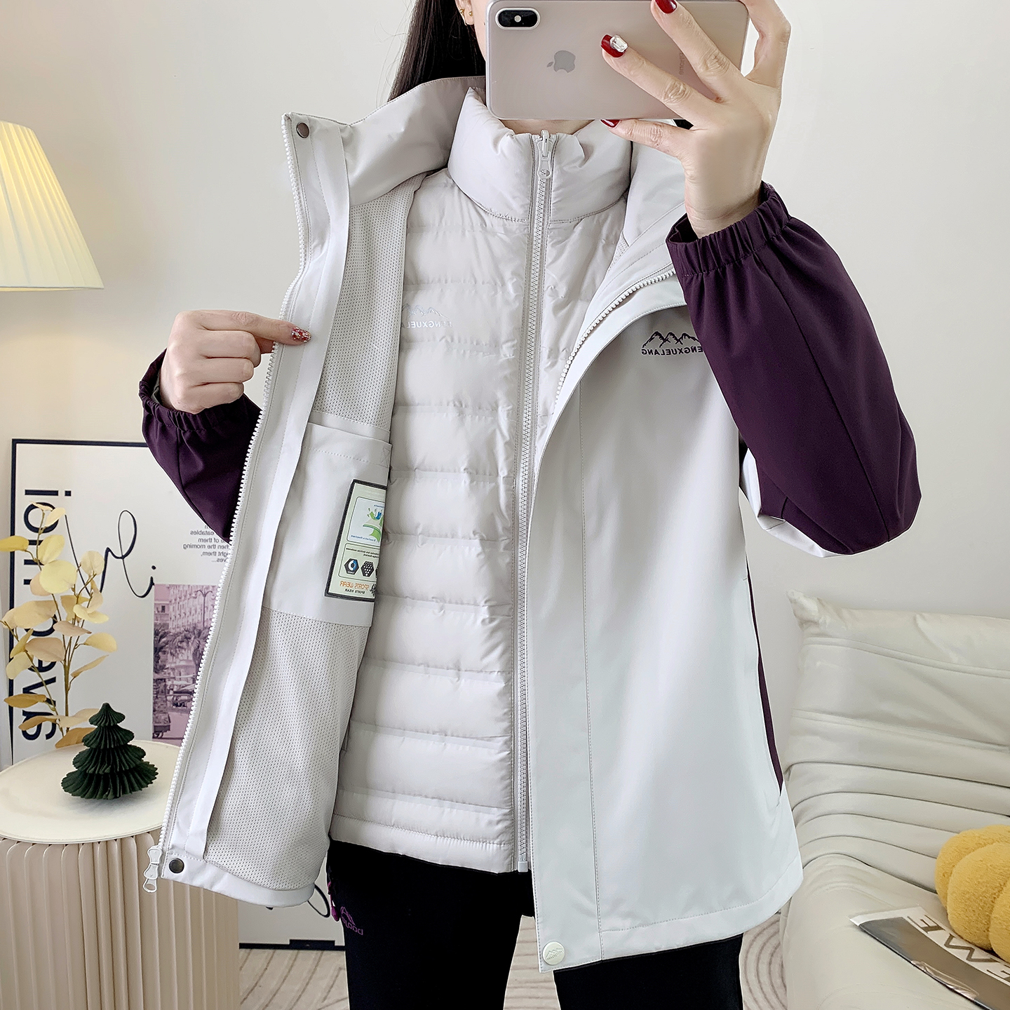 御寒羽绒内胆情侣冬三合一冲锋衣