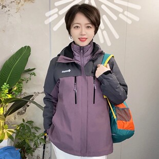 2025新款三合一羽绒冲锋衣女士可拆卸内胆御寒冬季高端外套滑雪服