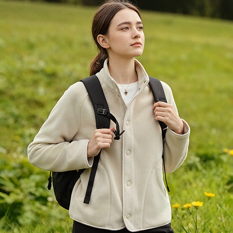 立领摇粒绒外套内胆女加厚抓绒衣
