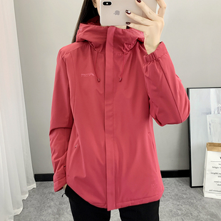 秋冬季棉衣外套女防风保暖夹棉冲锋衣休闲户外中长款连帽加厚风衣