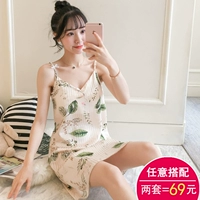 Với bộ đồ ngủ lụa băng lụa nữ mùa hè dây đeo váy phiên bản Hàn Quốc của lụa tươi phần mỏng váy ngủ dịch vụ nhà - Đêm đầm đầm ngủ công chúa