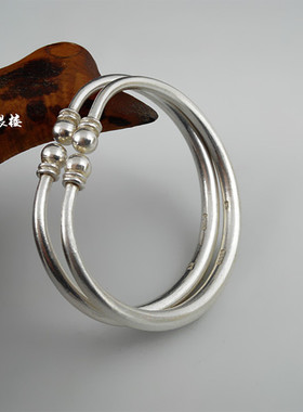 光面开口蒜头儿童纯银手镯