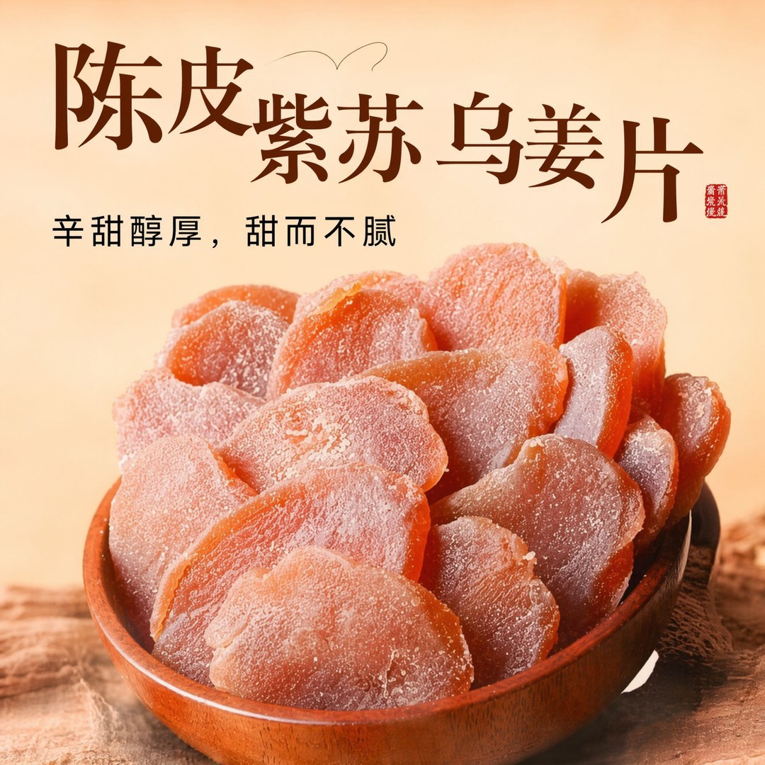 正宗陈皮紫苏乌姜片红糖姜片干即食生姜姜糖片休闲零食孕妇健康