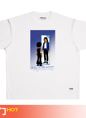 PURE镜中人Michael Jackson原创T恤不变形小领口圆领宽松复古插画