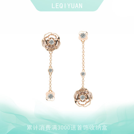 玫瑰花耳环女小众高级感不对称耳坠花朵流苏耳环