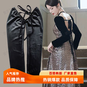 外搭黑色丝绒假袖 子系绑带装 饰韩版 春秋长袖 百搭裙子礼服袖 套披肩