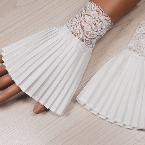 蕾丝袖口百褶装饰袖防晒短袖初夏