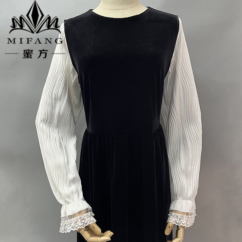 波浪线条长袖荷叶袖口假袖子