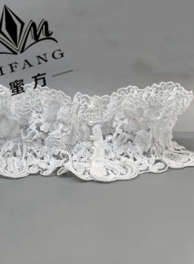 汉服甜美镂空束腰腰封纯棉刺绣荷叶边弹力松紧连衣裙夏