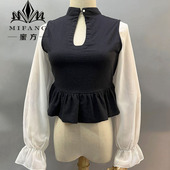 衣服遮大臂拜拜肉假袖 半透荷叶边装 子雪纺 防晒袖 拼接无袖 饰长袖 袖