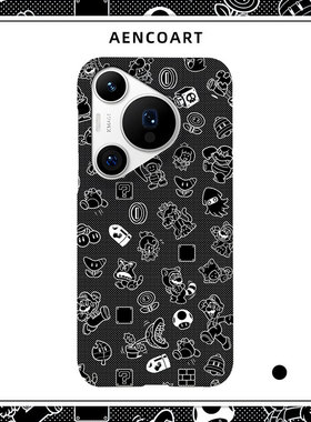 卡通适用华为Pura80Ultra手机壳Pura70pro+半包磨砂硬壳P60Art保护套P50pro游戏潮流个性日系怀旧复古黑色P40