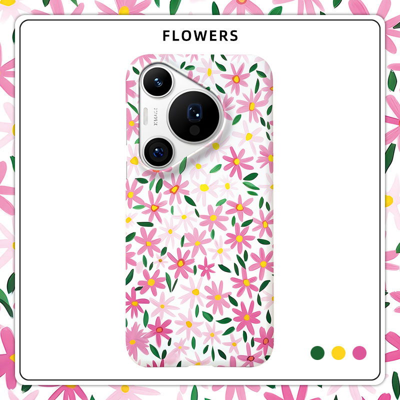「繁花粉意」水彩花卉适用华为P50手机壳P40半包磨砂硬壳P60Art保护套Pura70pro+肤感80Ultra碎花小清新ins女