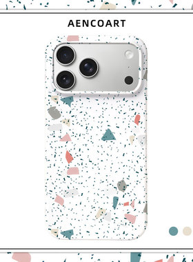 「白色水磨石」适用苹果17PROMAX磨砂IPHONE16PLUS半包硬壳15手机壳14磁吸13MINI保护套12北欧ins简约小众AIR