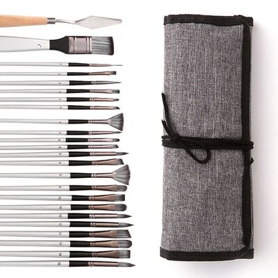 Kit 24 pieces Paint Brush Set for Watercolor Acrylic Gouache