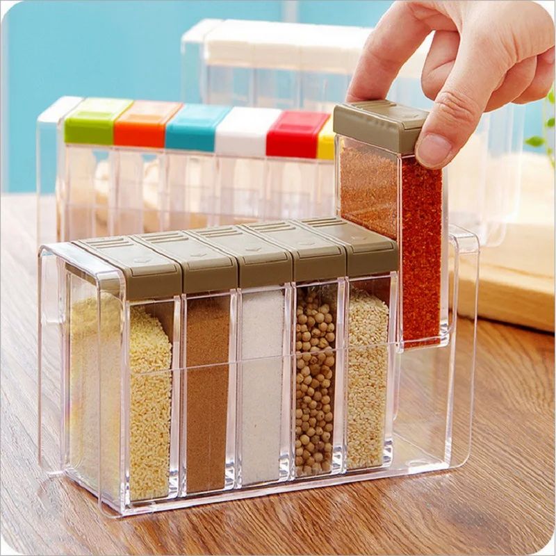 Transparent Spice Jar Set Salt and Pepper Seasoning Bottle C