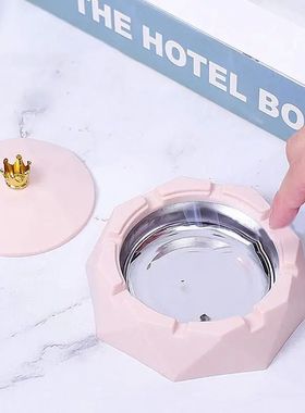 Round Stainless Steel Ashtray Windproof Ashtrays with Rotati