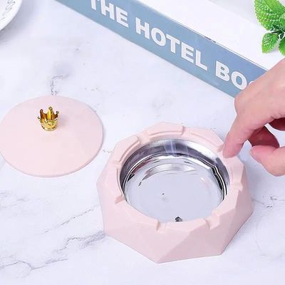 Round Stainless Steel Ashtray Windproof Ashtrays with Rotati