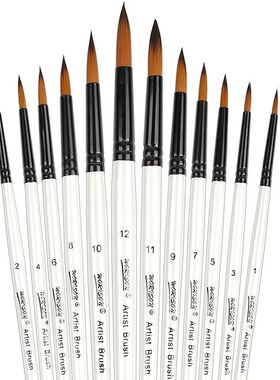 12 PCS Round Filbert Paint Brushes Set, Artist Brush for Acr