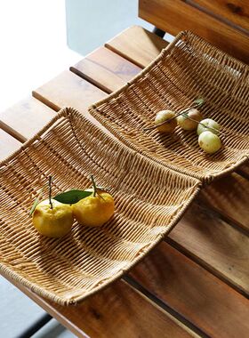 Imitation Rattan Woven Fruit Plate, Dried Fruit, Fried Snack