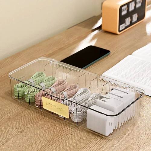 Reusable data storage charger, home travel cable storage box