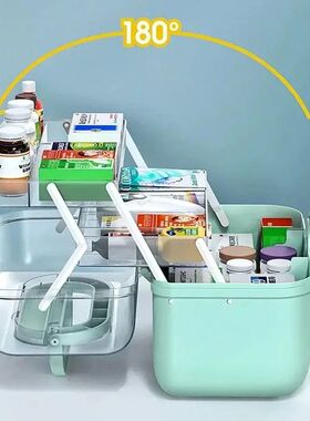 Large Capacity Family Medicine Organizer Box Portable First