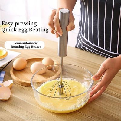 Semi-automatic Egg Beater Stainless Steel Whisk Manual Press