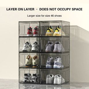 Transparent Shoe Box Magnetic Suction Door Thickened Plastic