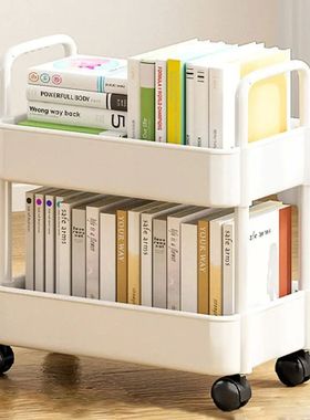 Mobile Bookshelf With 4 Wheels 20lbs Max Load Capacity Stora