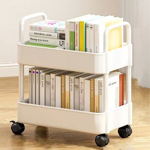 Mobile Bookshelf With 4 Wheels 20lbs Max Load Capacity Stora