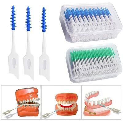 Interdental Silicone Brushes 200 Units Dental Toothpicks Bru