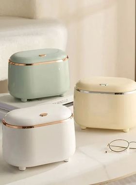 Beishan Mini Desktop Trash Can With Lid, Light Luxury Plasti